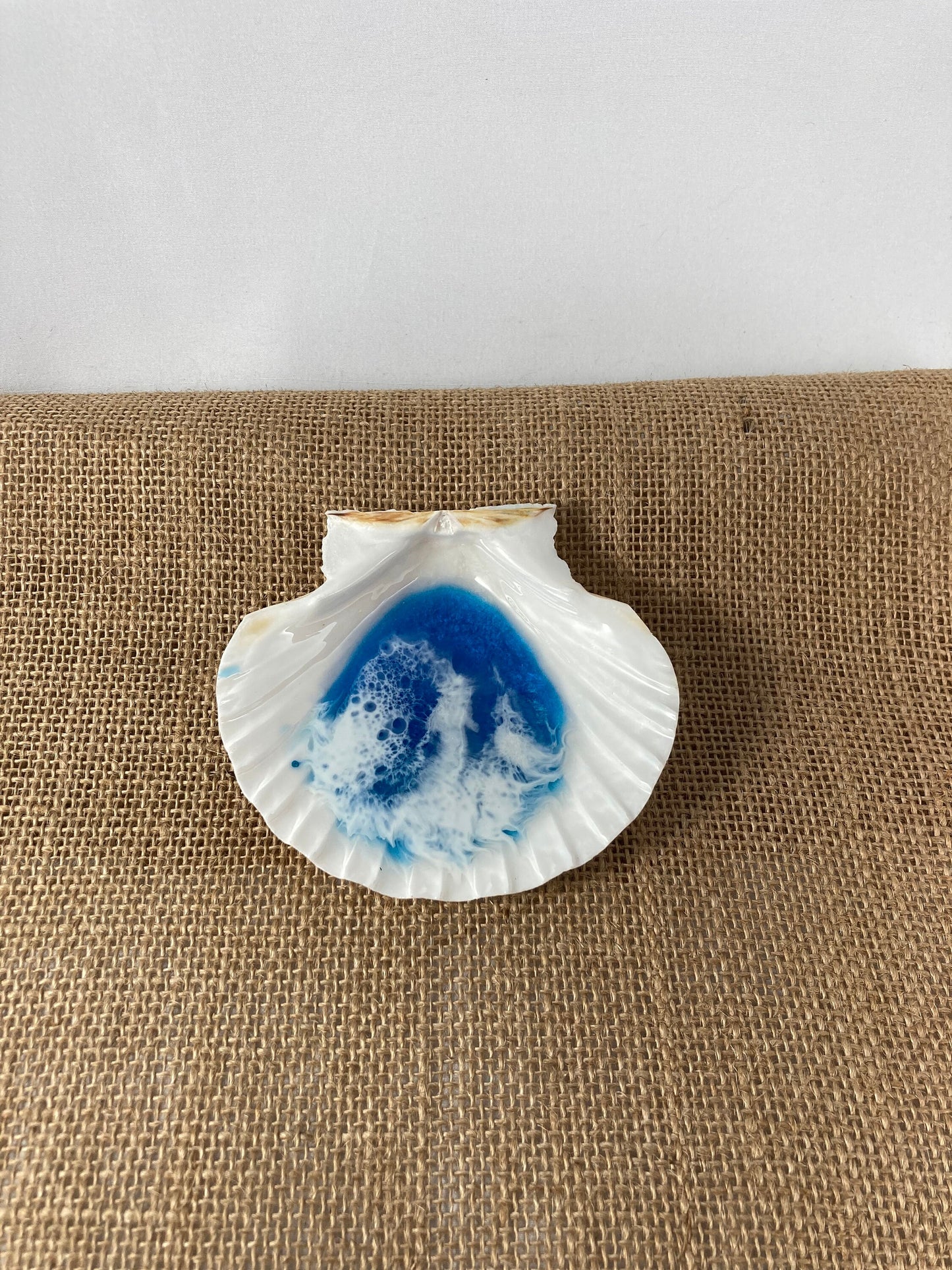 Large Ocean Resin Scallop Shell Jewelry Trinket Dish