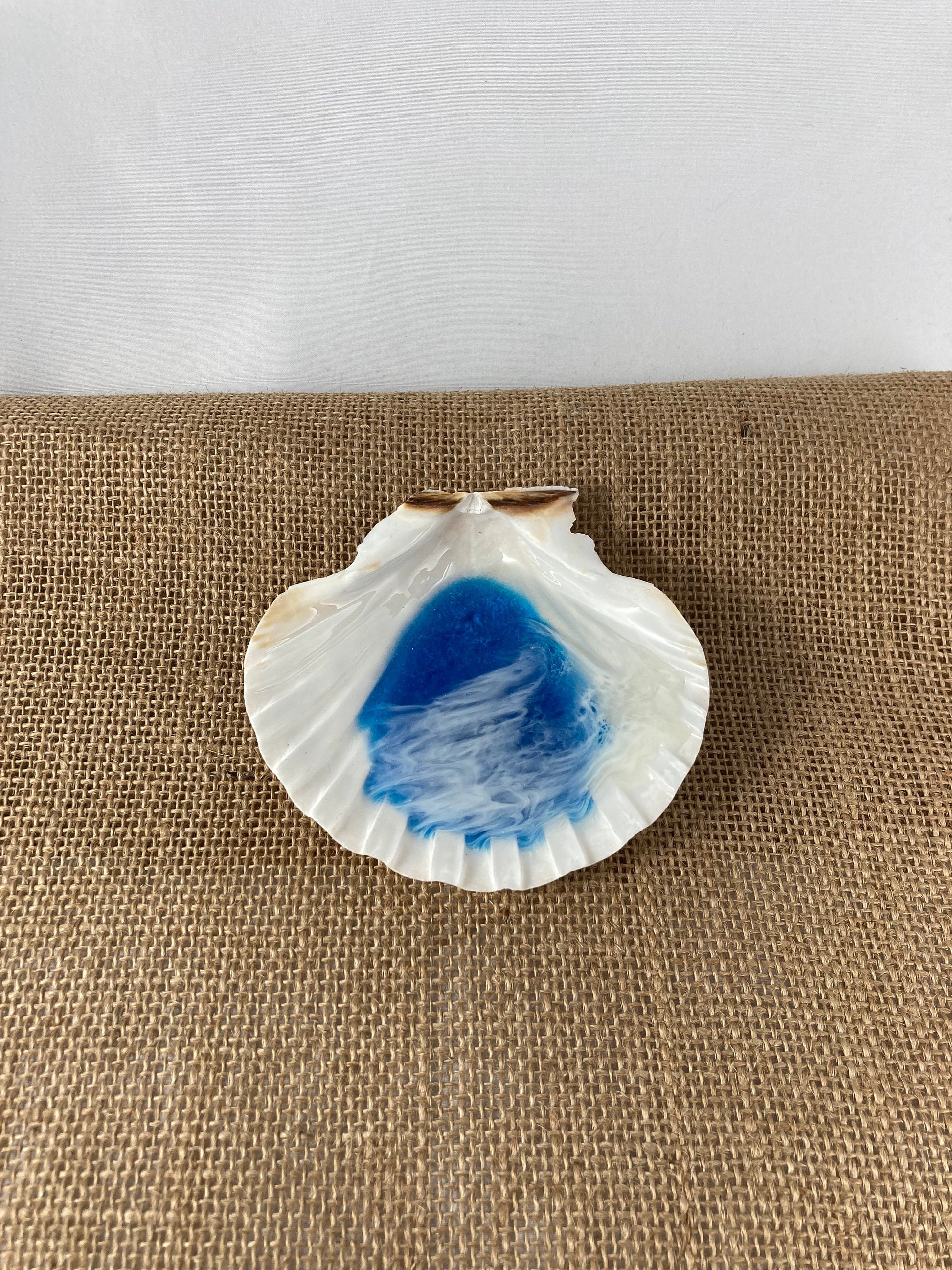 Large Ocean Resin Scallop Shell Jewelry Trinket Dish