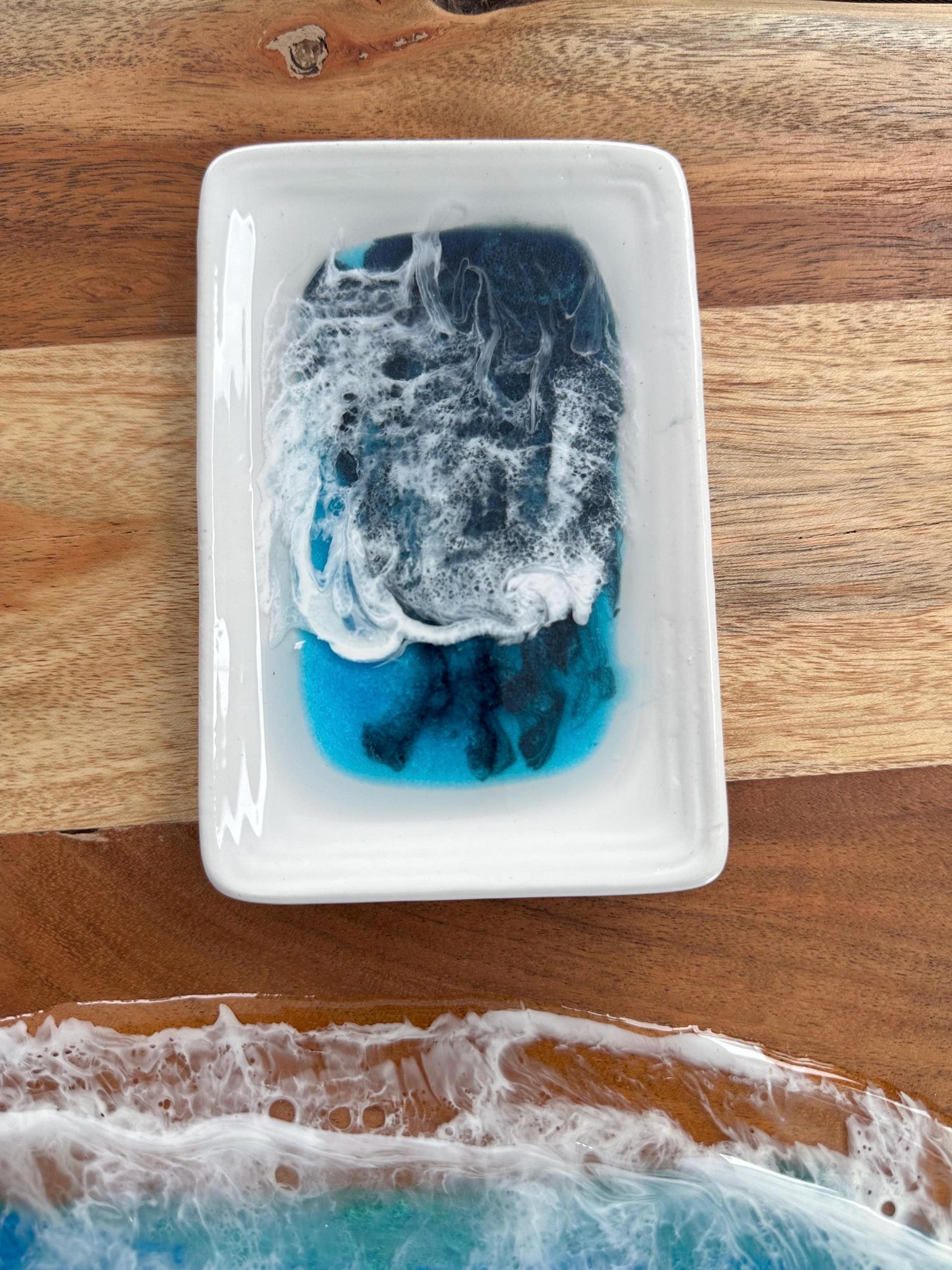 Ocean Tide Resin Ceramic Soap, Jewelry, Trinket, Dish