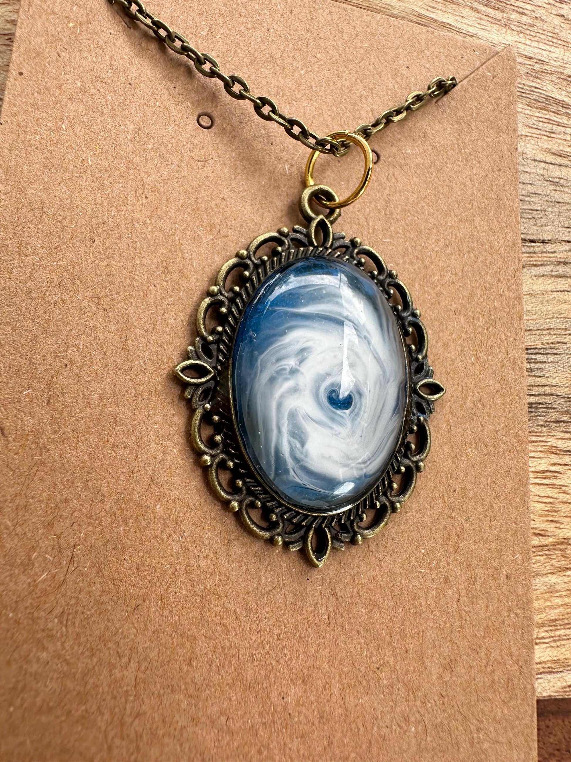 Resin Ocean Hurricane Pendant Necklace