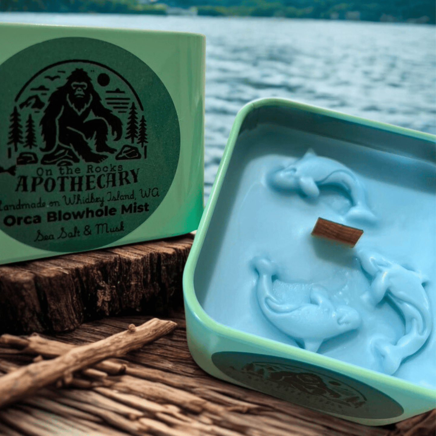 On The Rocks Apothecary candles Orca's Blow Hole Mist 8oz Hand-poured Wood Wick Candles 8oz Hand-poured Wood Wick Candles