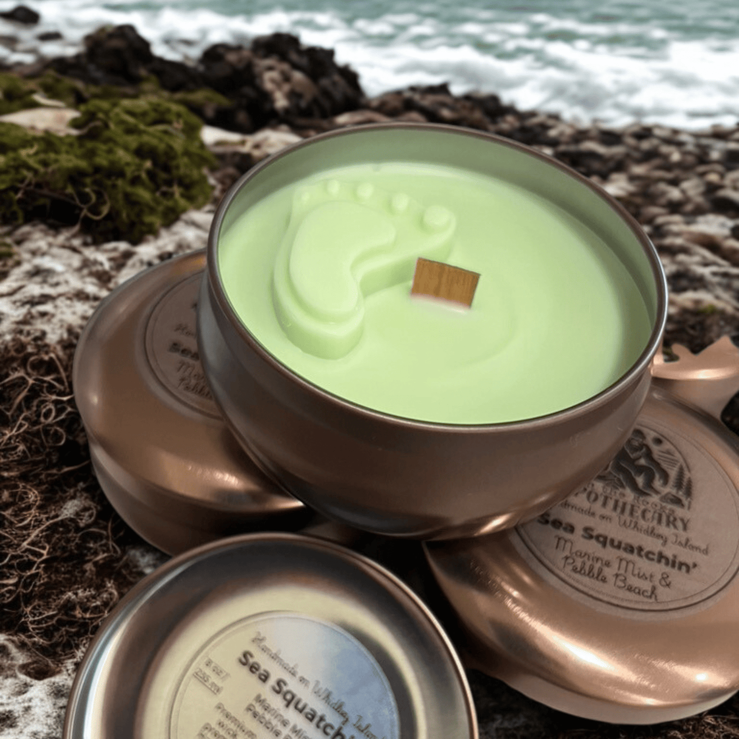 On The Rocks Apothecary candles Sea Squatchin' 8oz Hand-poured Wood Wick Candles 8oz Hand-poured Wood Wick Candles
