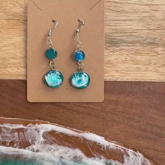 Stormy Sea Resin Ocean Earrings