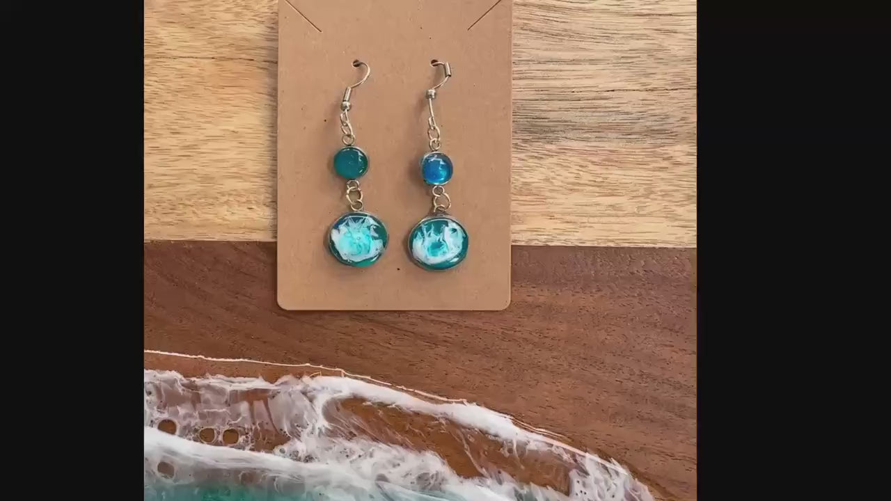 Stormy Sea Resin Ocean Earrings
