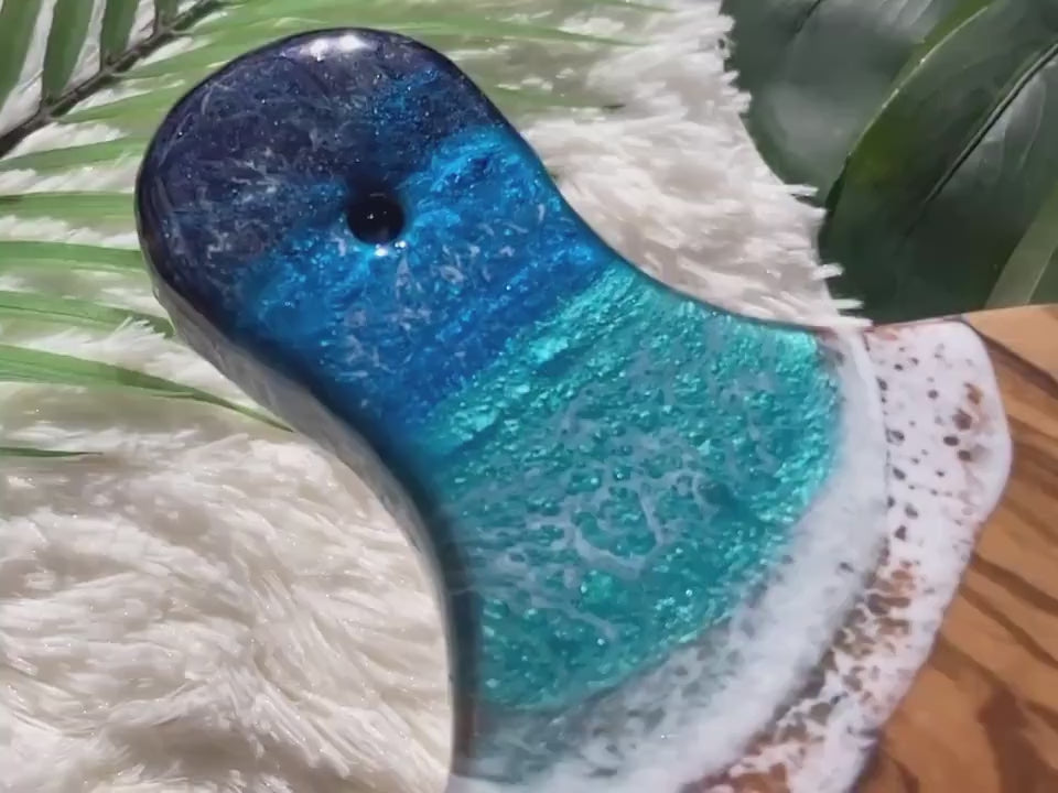 Ocean Charcuterie Board, Resin Charcuterie Board, Ocean Waves Cutting Board, Nautical Cheese Serving Tray, Beach House Decor Gift