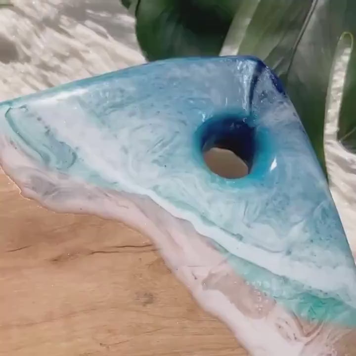 Ocean Charcuterie Board, Resin Charcuterie Board, Ocean Waves Cutting Board, Nautical Cheese Serving Tray, Beach House Decor Gift