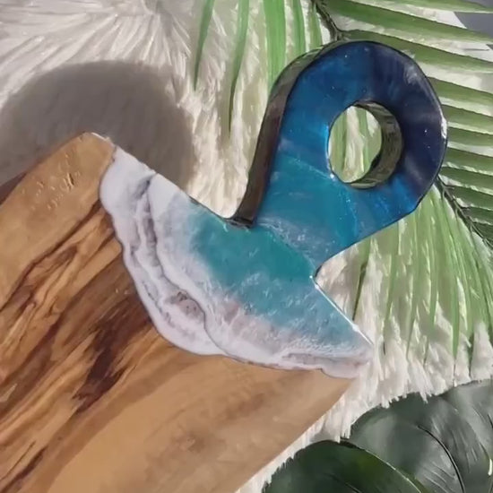 Ocean Charcuterie Board, Resin Charcuterie Board, Ocean Waves Cutting Board, Nautical Cheese Serving Tray, Beach House Decor Gift