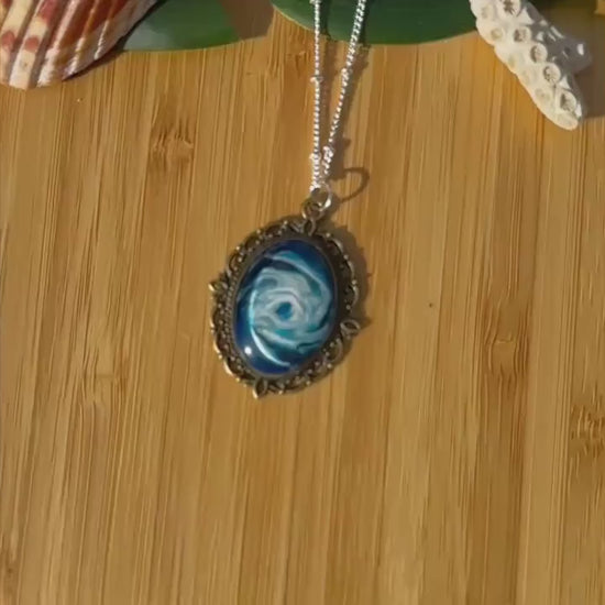 Resin Ocean Hurricane Pendant Necklace