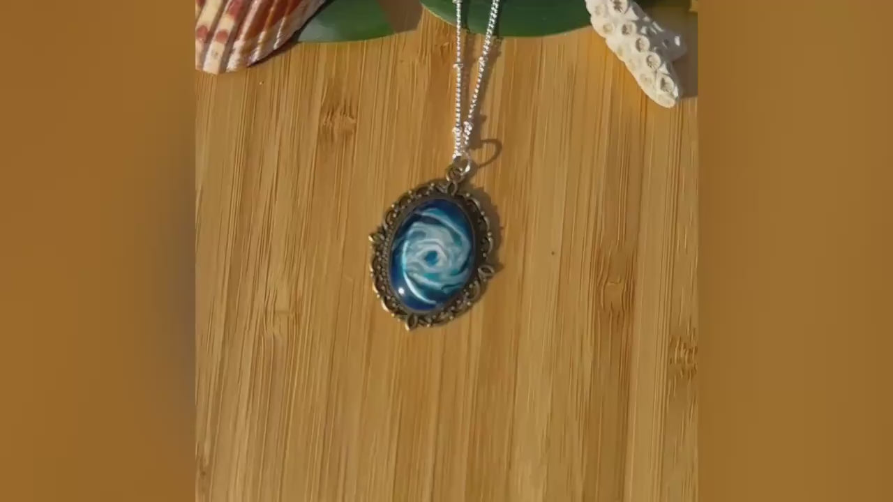 Resin Ocean Hurricane Pendant Necklace