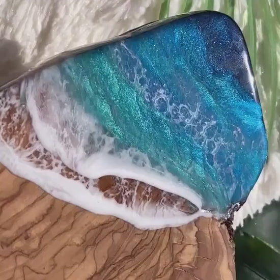 Ocean Charcuterie Board, Resin Charcuterie Board, Ocean Waves Cutting Board, Nautical Cheese Serving Tray, Beach House Decor Gift
