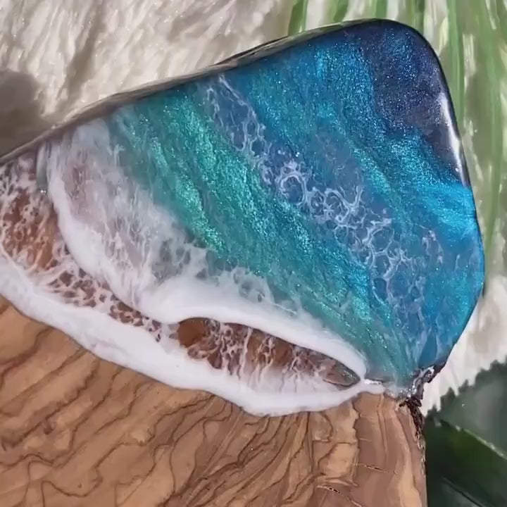 Ocean Charcuterie Board, Resin Charcuterie Board, Ocean Waves Cutting Board, Nautical Cheese Serving Tray, Beach House Decor Gift