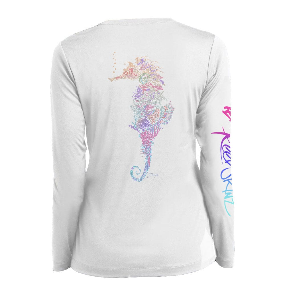 ReelSkinz SPF LONG-SLEEVE Pastel Seahorse by Brian Kalt Pastel Seahorse by Brian Kalt