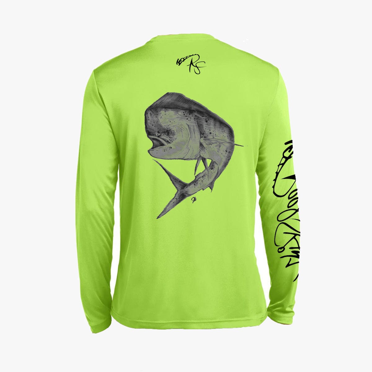 ReelSkinz SPF LONG-SLEEVE XS / LIME SHOCK / Mens Long Sleeve Mahi Drawing Mahi Drawing