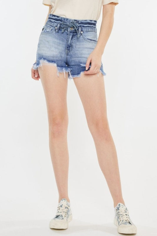 Trendsi Acid / S Kancan High Rise Frayed Hem Denim Shorts Kancan High Rise Frayed Hem Denim Shorts