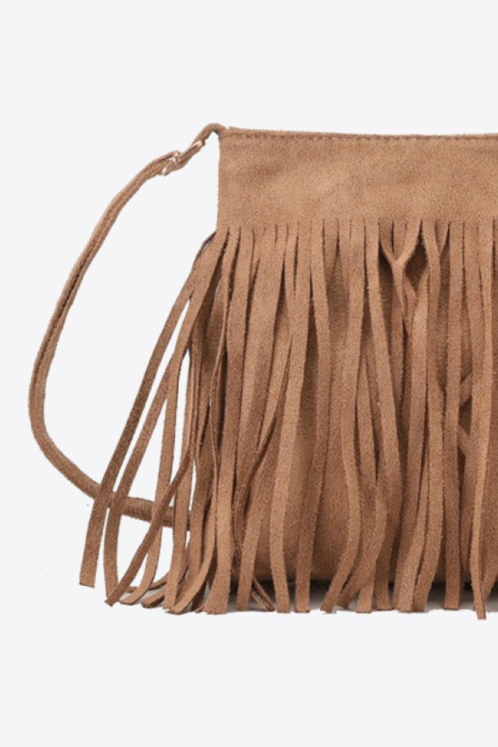 Trendsi Adored PU Leather Crossbody Bag with Fringe Adored PU Leather Crossbody Bag with Fringe