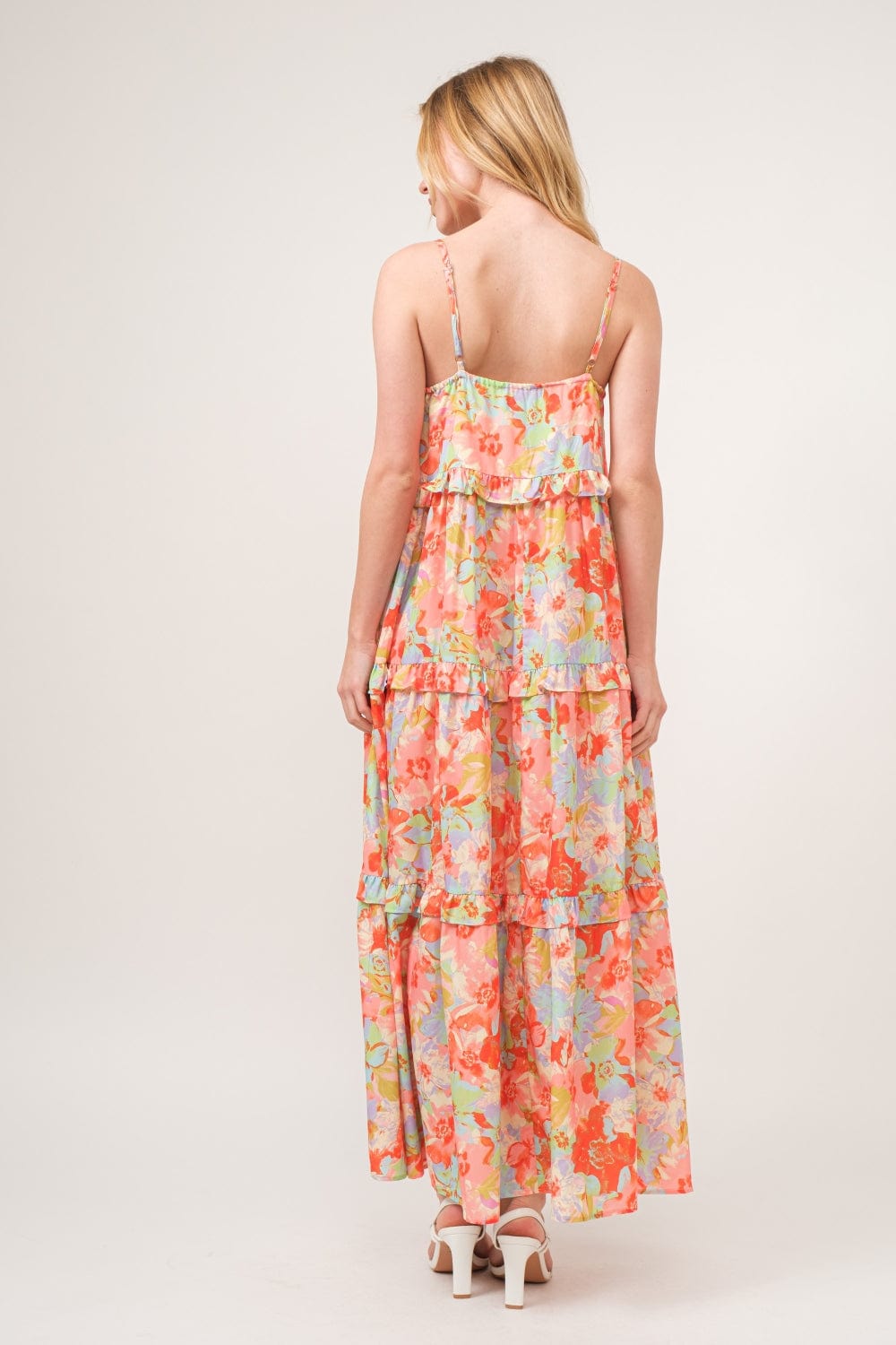 Trendsi And The Why Floral Ruffled Tiered Maxi Adjustable Strap Cami Dress And The Why Floral Ruffled Tiered Maxi Adjustable Strap Cami Dress