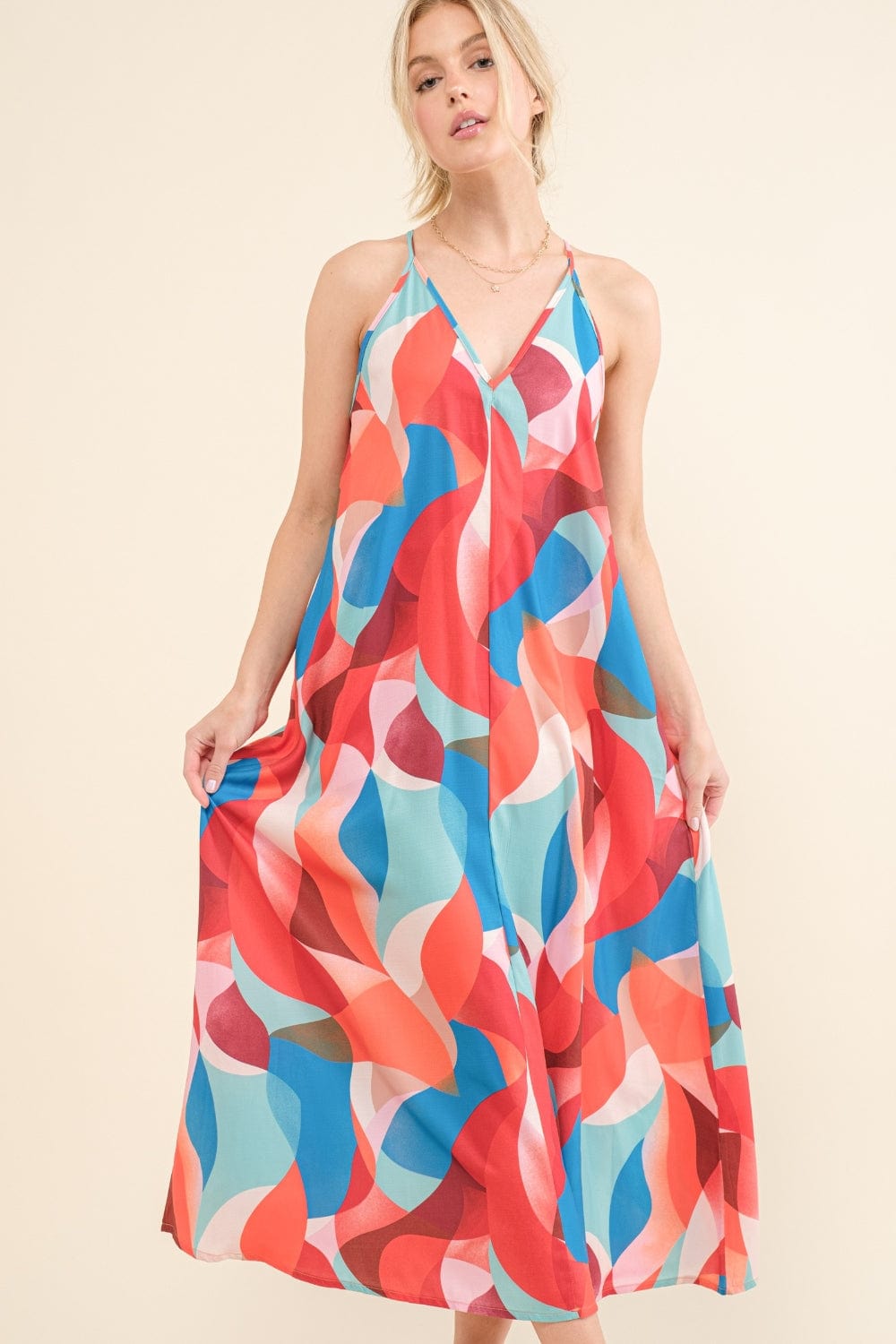 Trendsi And the Why Printed Crisscross Back Cami Dress And the Why Printed Crisscross Back Cami Dress