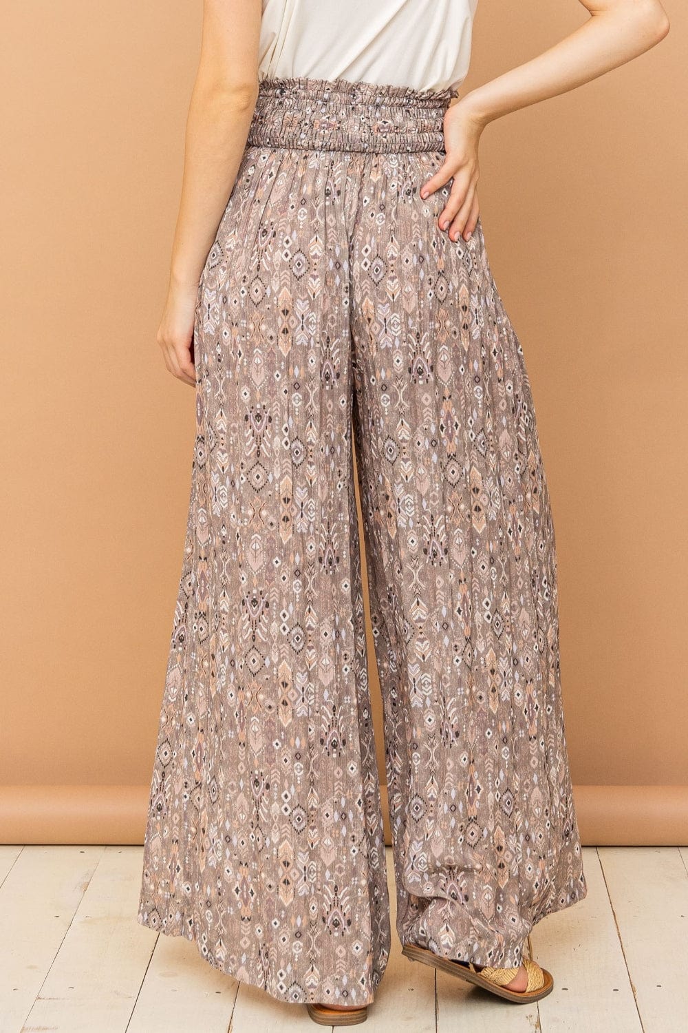 Trendsi And The Why Printed Smocked Waist Slit Wide Leg Pants And The Why Printed Smocked Waist Slit Wide Leg Pants