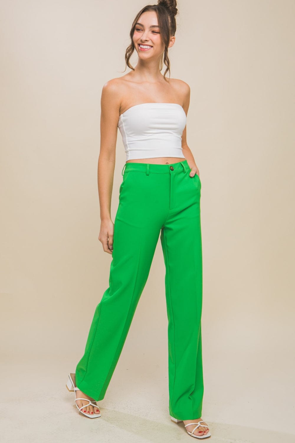 Trendsi APPLE / S Love Tree High Waist Straight Pants Love Tree High Waist Straight Pants