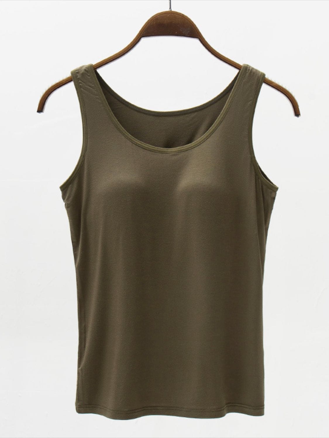 Trendsi Army Green / S Full Size Wide Strap Modal Tank with Bra Full Size Wide Strap Modal Tank with Bra