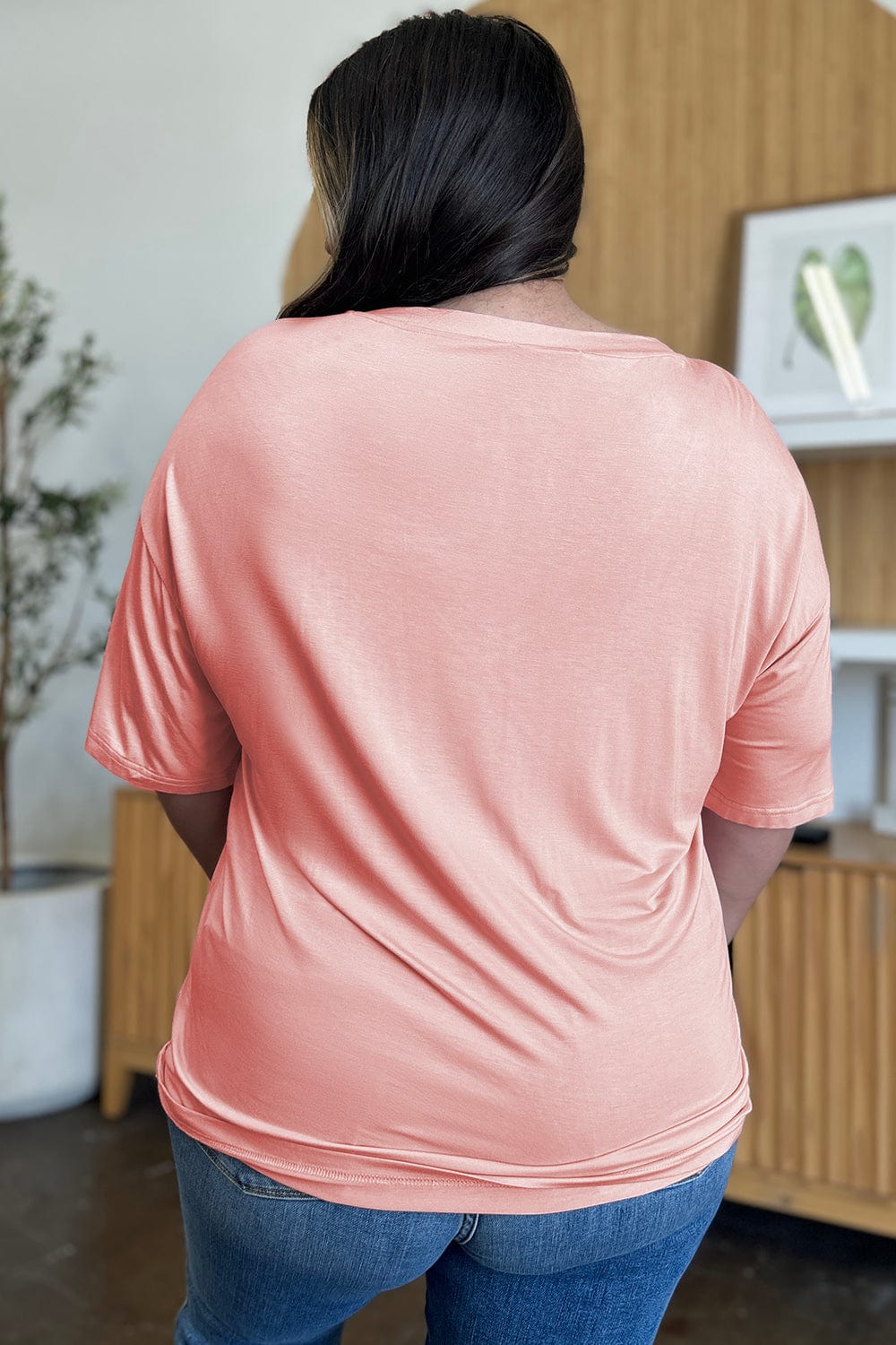 Trendsi Basic Bae Full Size Bamboo V-Neck Drop Shoulder T-Shirt Basic Bae Full Size Bamboo V-Neck Drop Shoulder T-Shirt