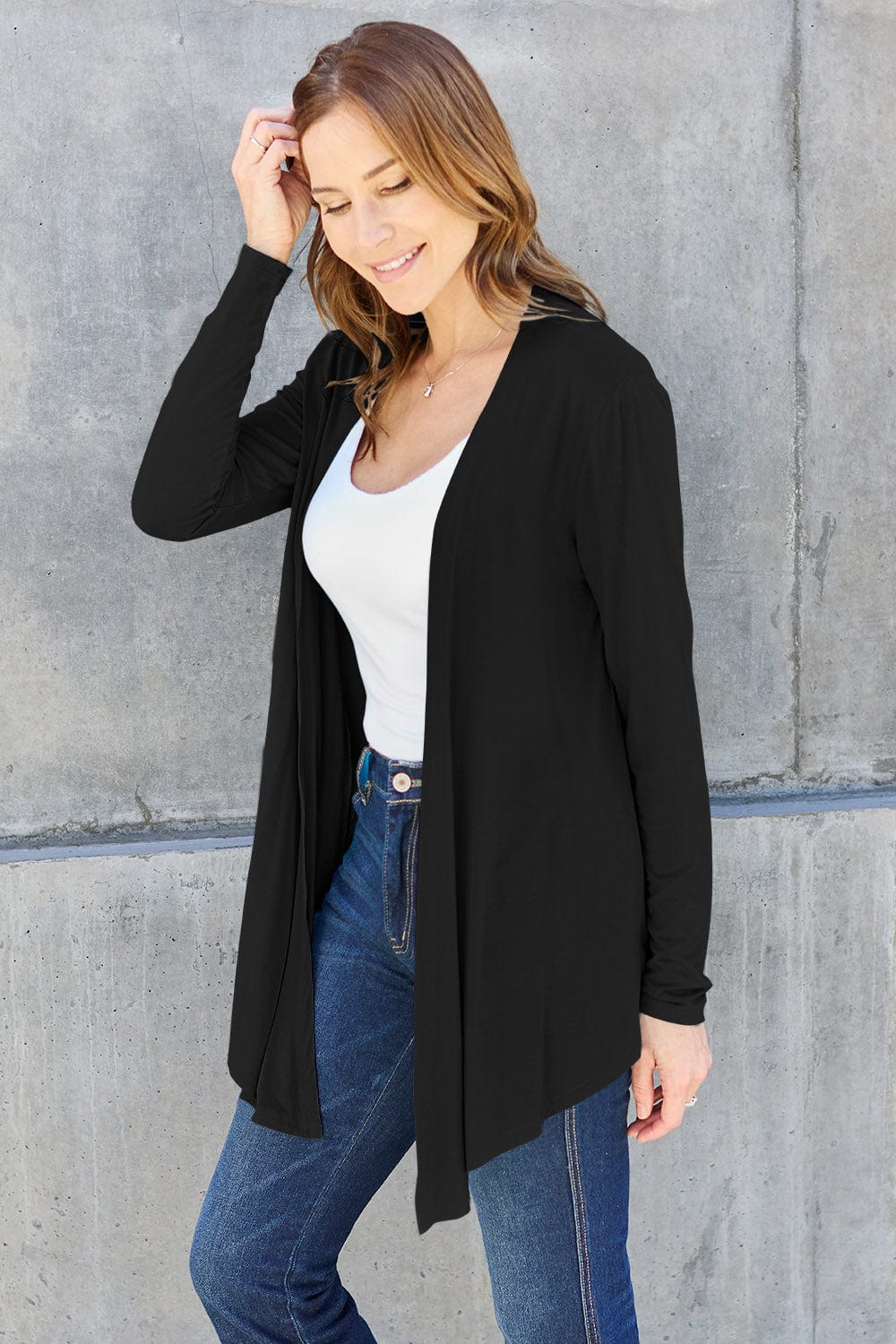 Trendsi Basic Bae Full Size Open Front Long Sleeve Cardigan Basic Bae Full Size Open Front Long Sleeve Cardigan