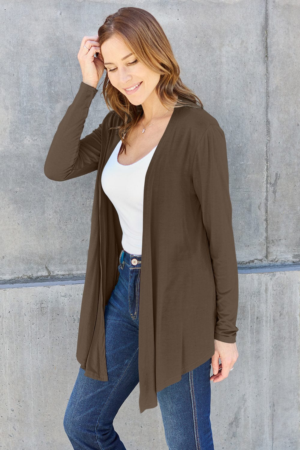 Trendsi Basic Bae Full Size Open Front Long Sleeve Cardigan Basic Bae Full Size Open Front Long Sleeve Cardigan
