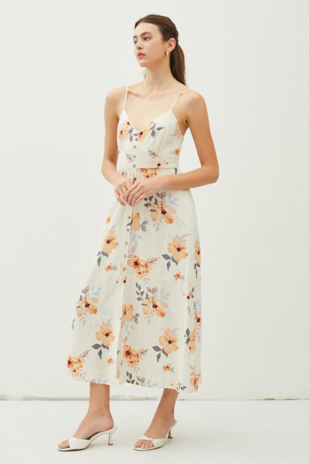 Trendsi Be Cool Floral Button Down Cami Midi Dress Be Cool Floral Button Down Cami Midi Dress