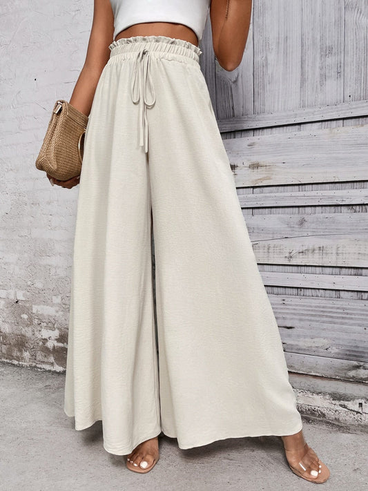 Trendsi Beige / S Tied High Waist Wide Leg Pants Tied High Waist Wide Leg Pants