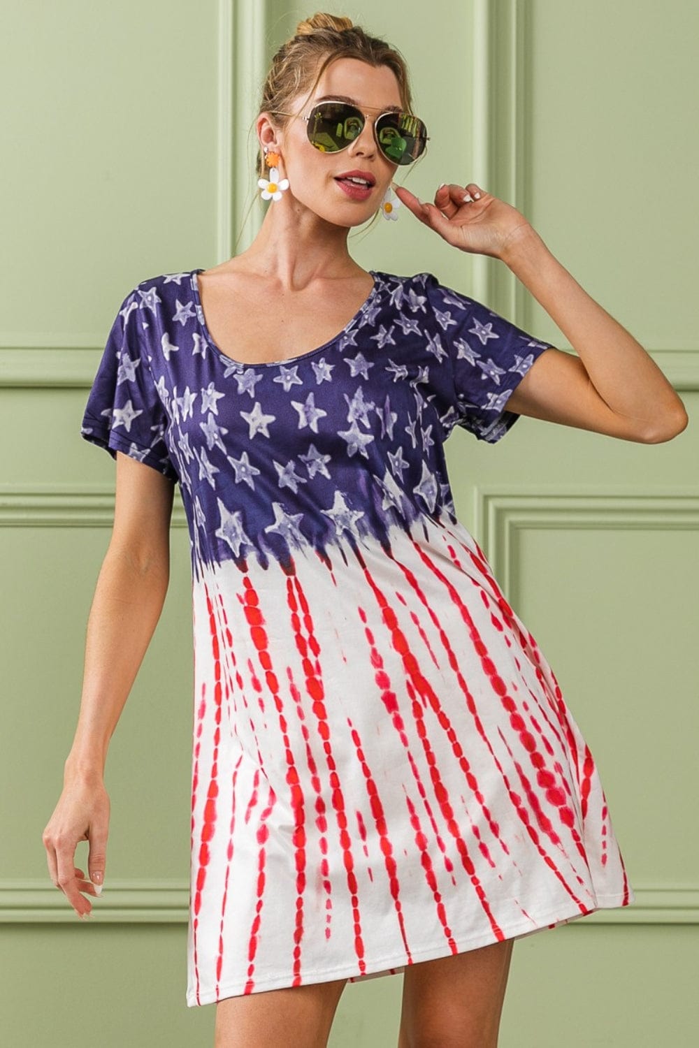 Trendsi BiBi American Flag Theme Tee Dress BiBi American Flag Theme Tee Dress