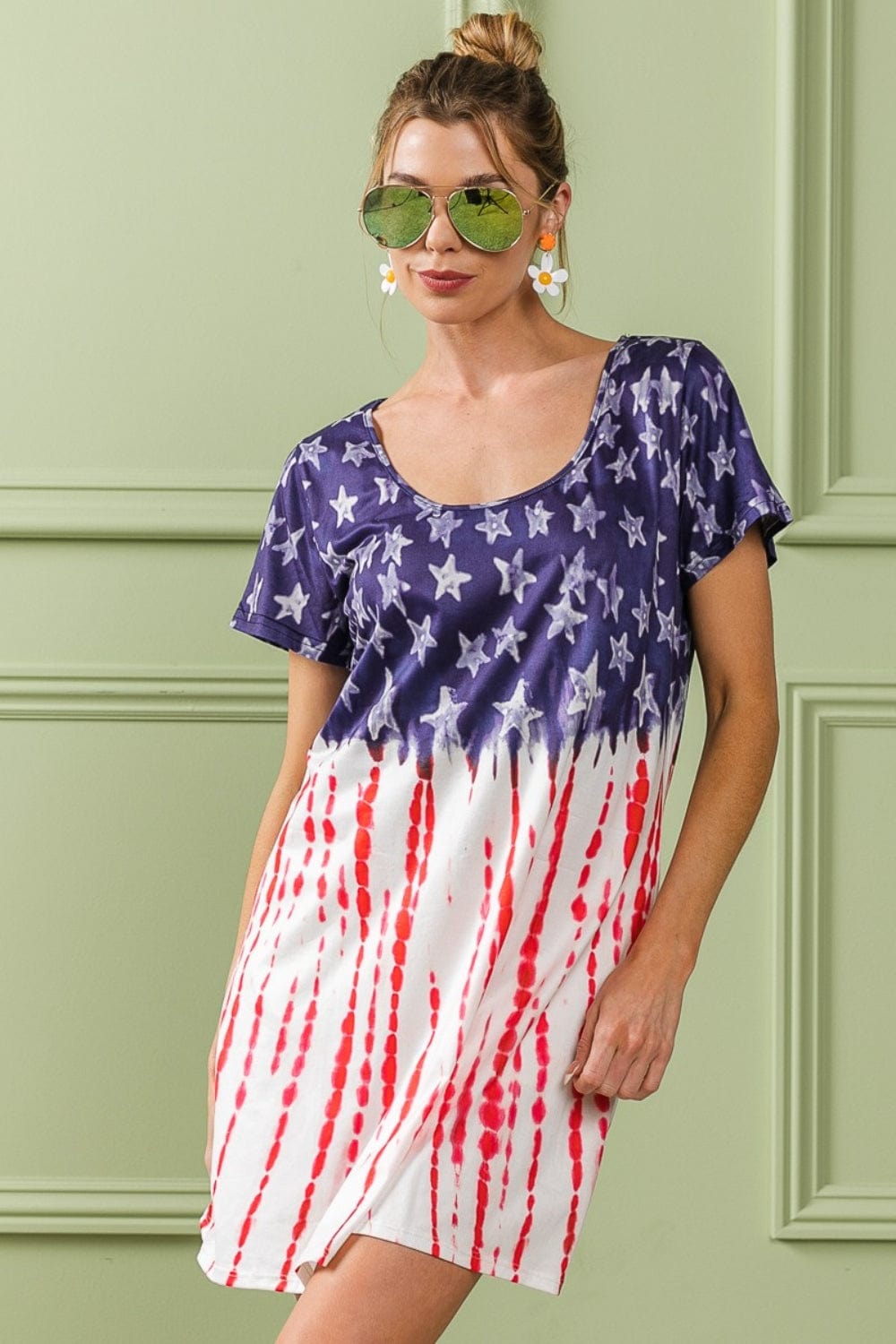 Trendsi BiBi American Flag Theme Tee Dress BiBi American Flag Theme Tee Dress