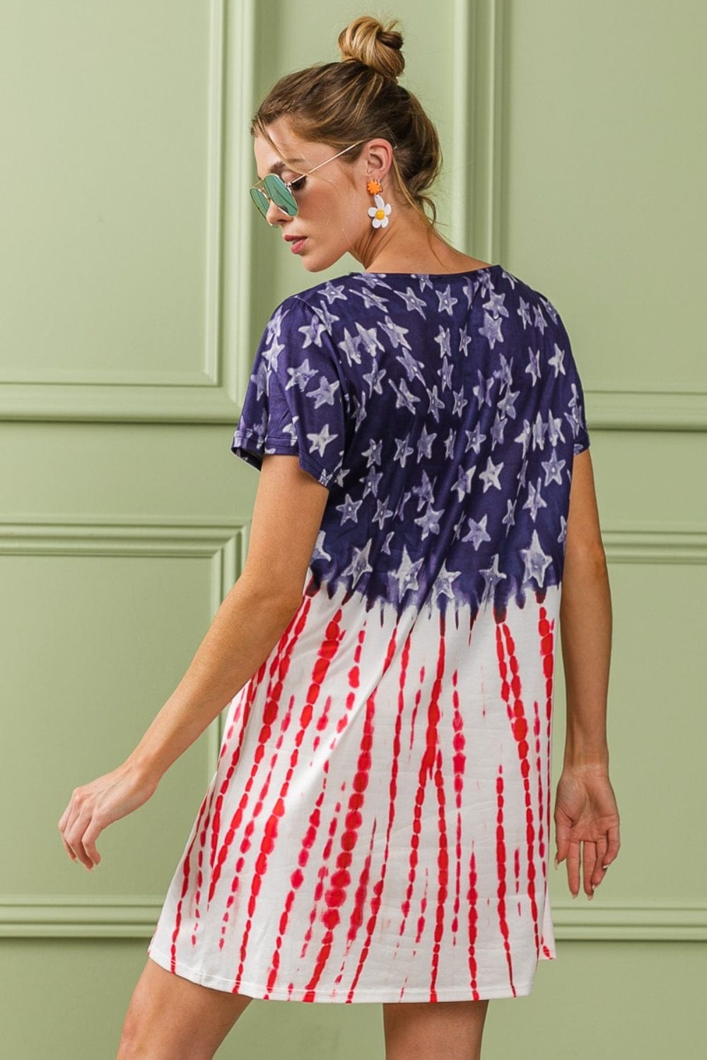 Trendsi BiBi American Flag Theme Tee Dress BiBi American Flag Theme Tee Dress