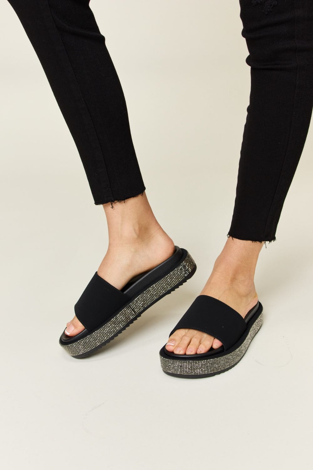 Trendsi Black / 6 Forever Link Open Toe Rhinestone Platform Sandals Forever Link Open Toe Rhinestone Platform Sandals