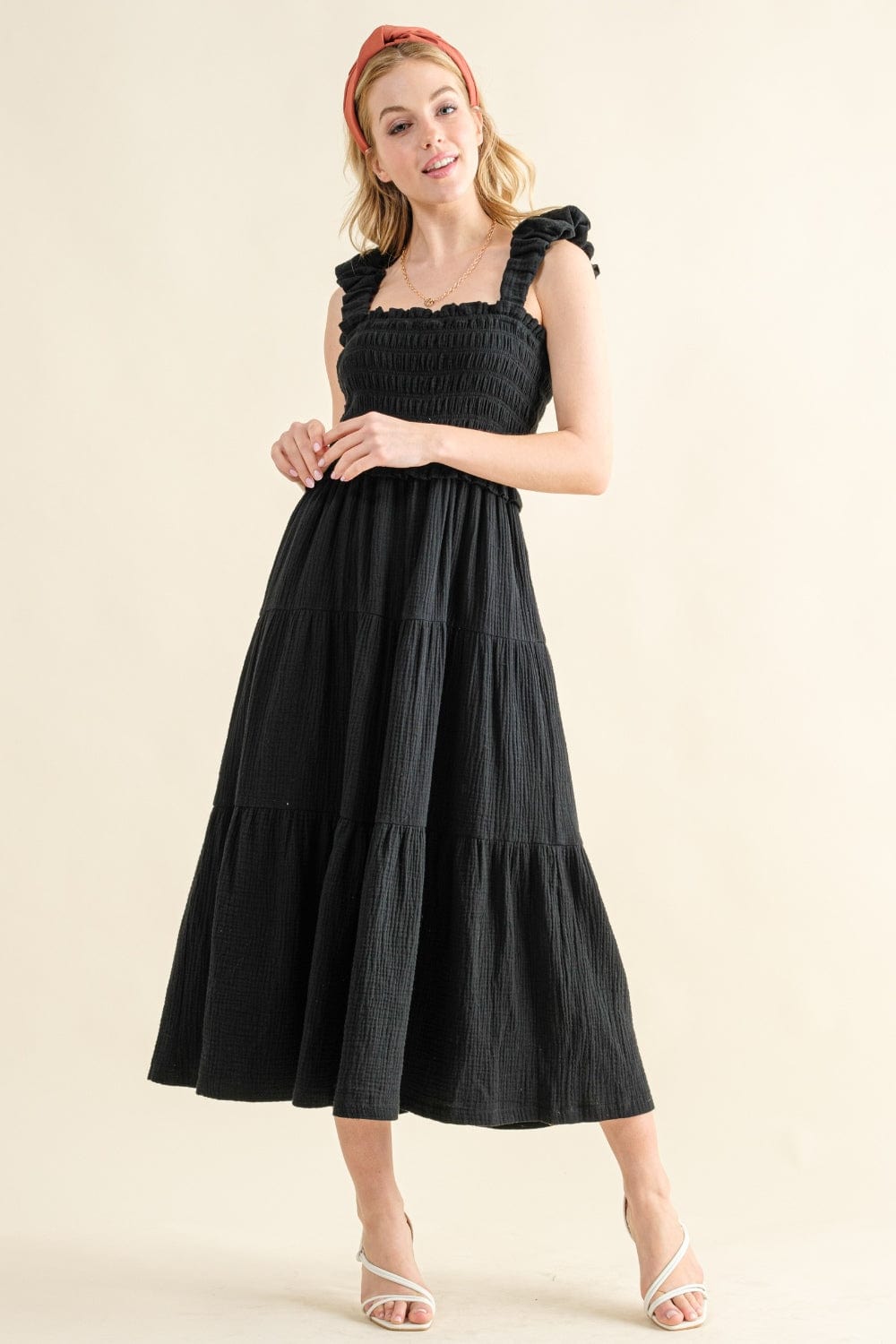 Trendsi Black / S And The Why Smocked Ruffled Tiered Dress And The Why Smocked Ruffled Tiered Dress