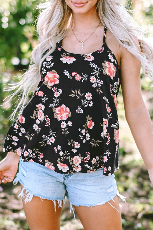 Trendsi Black / S Floral Spaghetti Strap Cami Floral Spaghetti Strap Cami