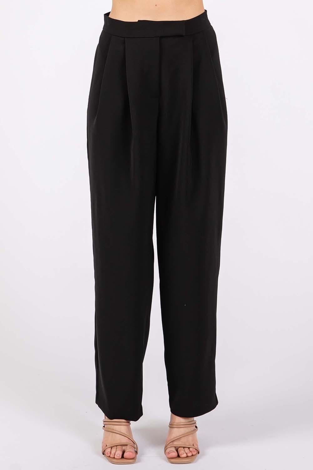 Trendsi Black / S GeeGee High-Waisted Pleated Pants GeeGee High-Waisted Pleated Pants