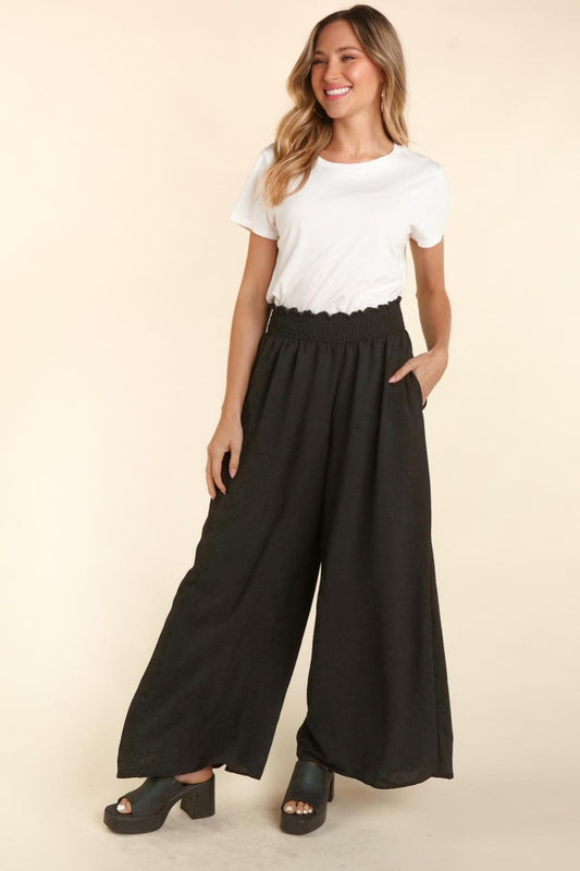 Trendsi Black / S Haptics Elastic Waist Wide Leg Pants with Pockets Haptics Elastic Waist Wide Leg Pants with Pockets