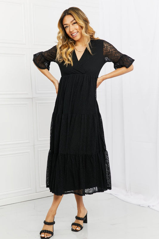 Trendsi Black / S P & Rose Lovely Lace Full Size Tiered Dress P & Rose Lovely Lace Full Size Tiered Dress