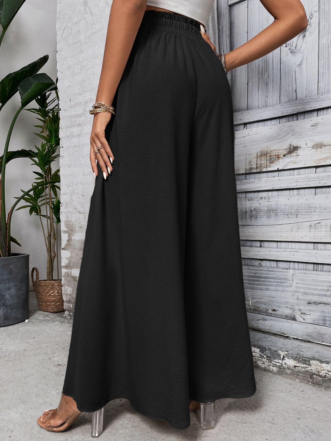 Trendsi Black / S Tied High Waist Wide Leg Pants Tied High Waist Wide Leg Pants
