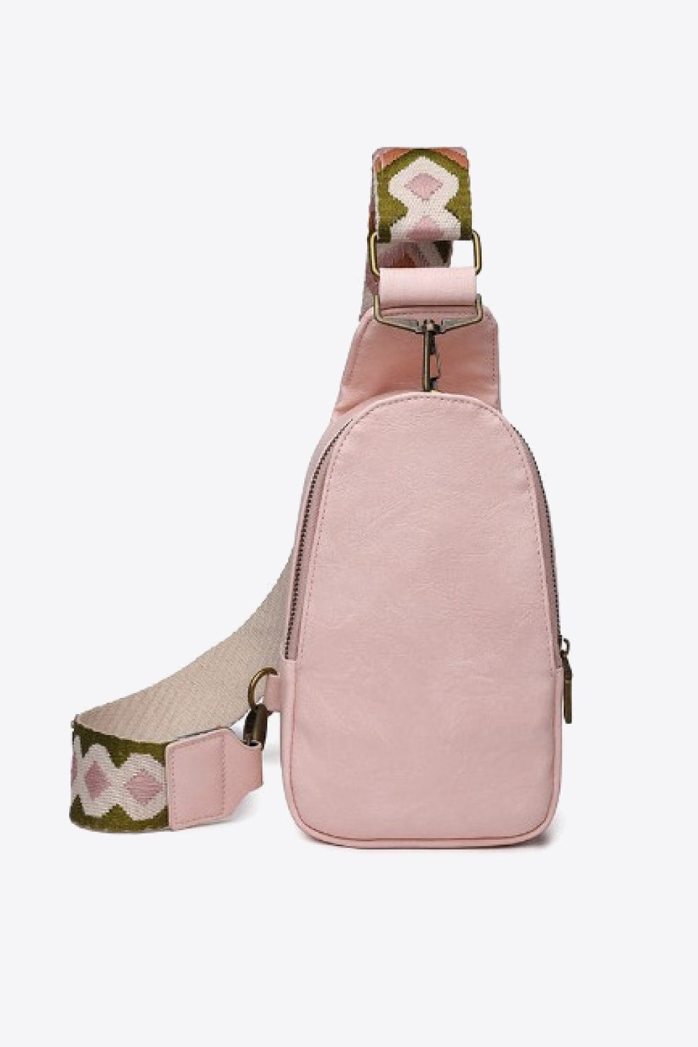 Trendsi Blush Pink / One Size Random Pattern Adjustable Strap PU Leather Sling Bag Random Pattern Adjustable Strap PU Leather Sling Bag