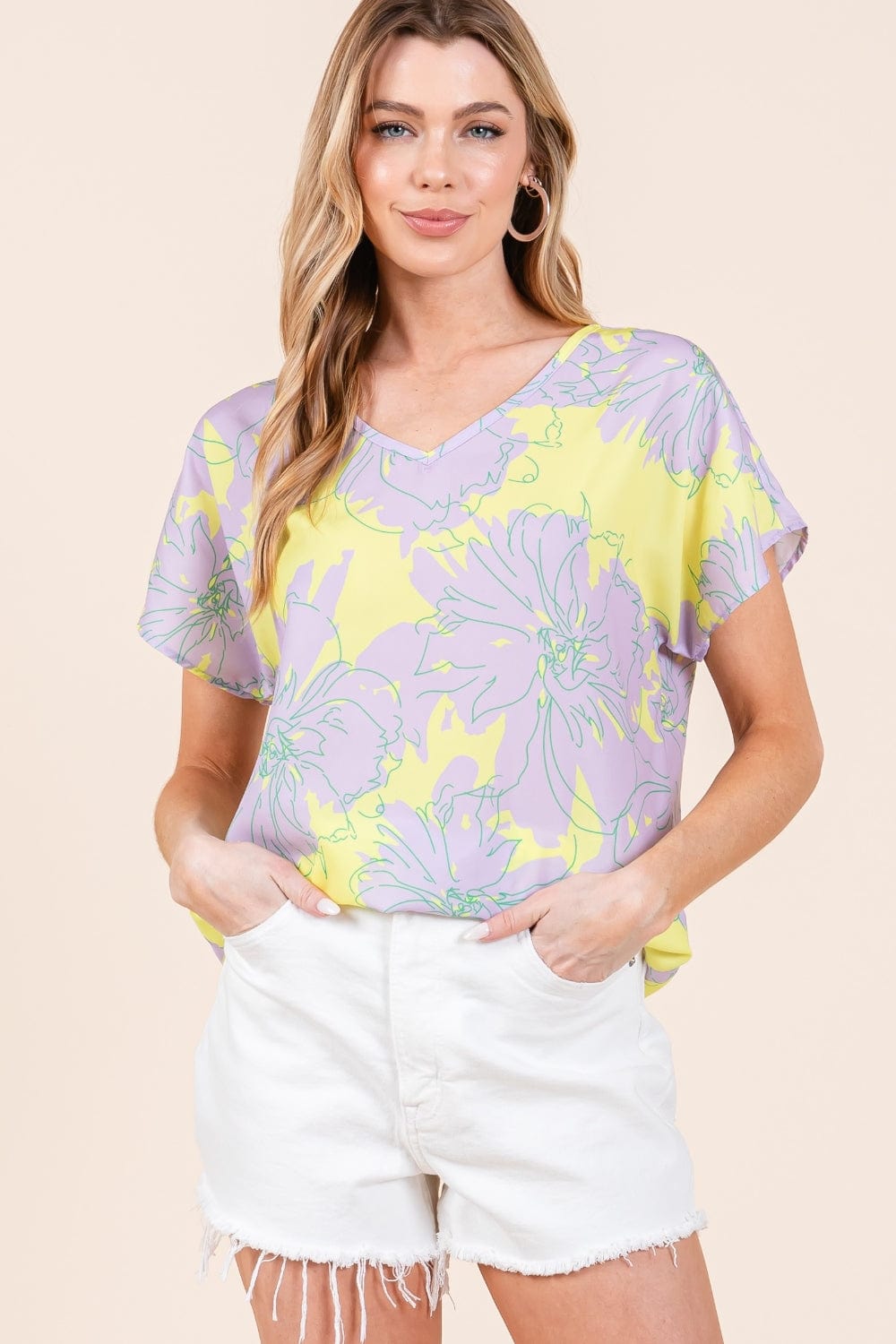 Trendsi BOMBOM Floral Short Sleeve T-Shirt BOMBOM Floral Short Sleeve T-Shirt