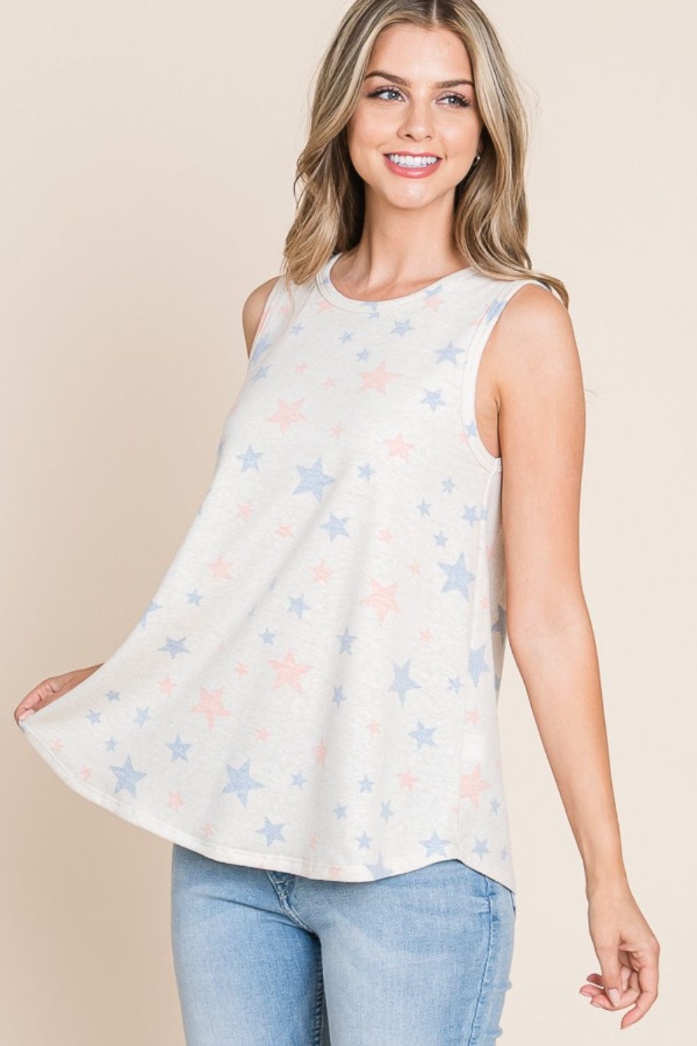Trendsi BOMBOM Star Print Round Neck Tank BOMBOM Star Print Round Neck Tank