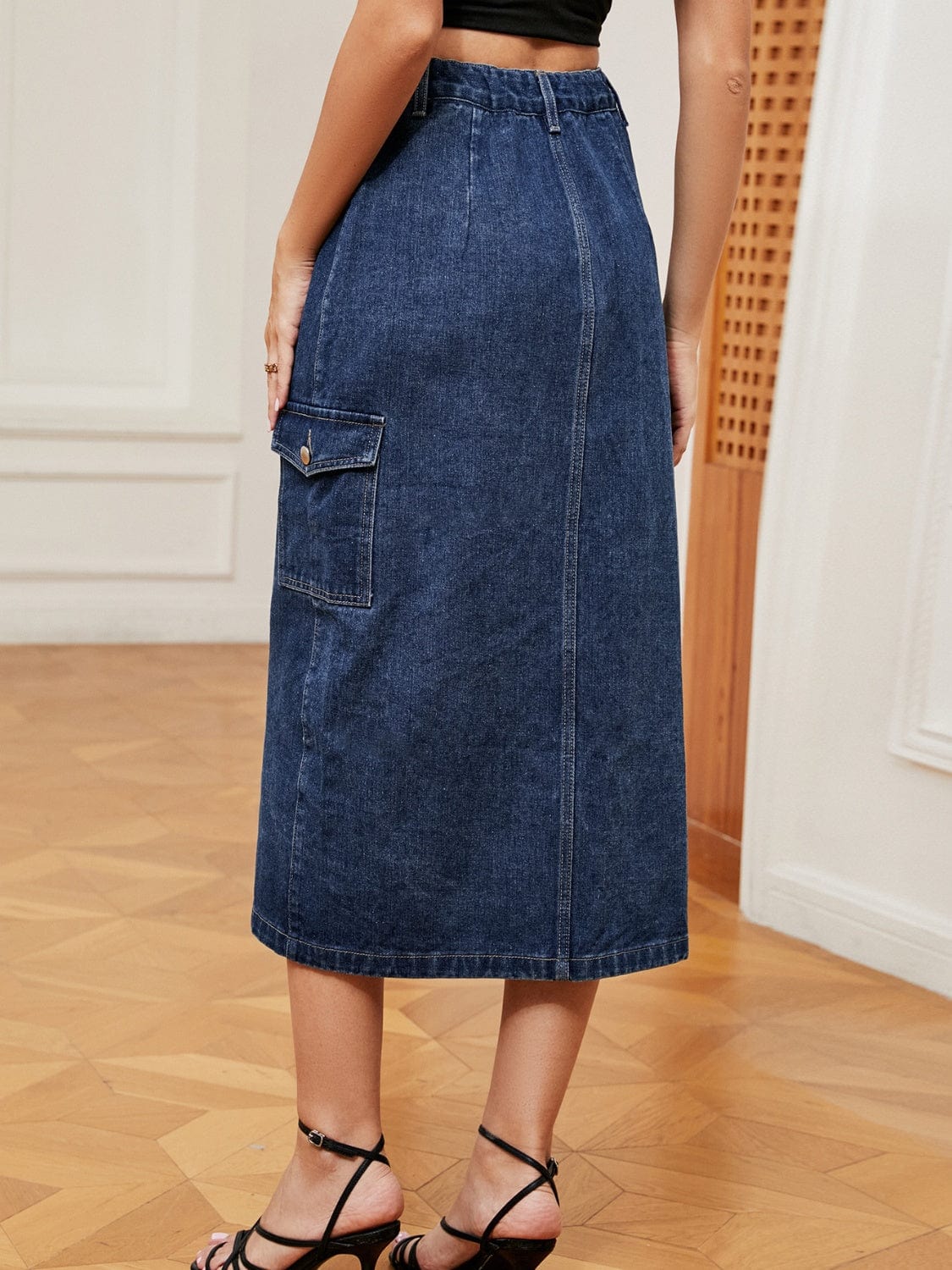 Trendsi Button Down Denim Skirt Button Down Denim Skirt