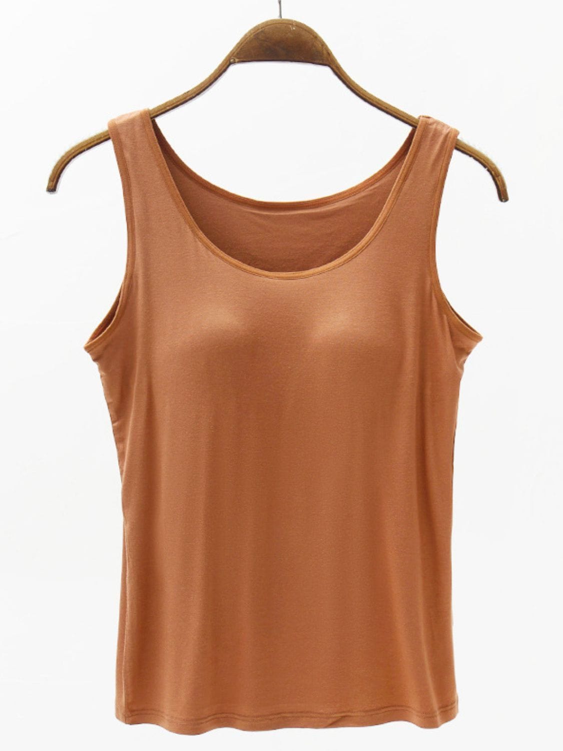 Trendsi Caramel / S Full Size Wide Strap Modal Tank with Bra Full Size Wide Strap Modal Tank with Bra