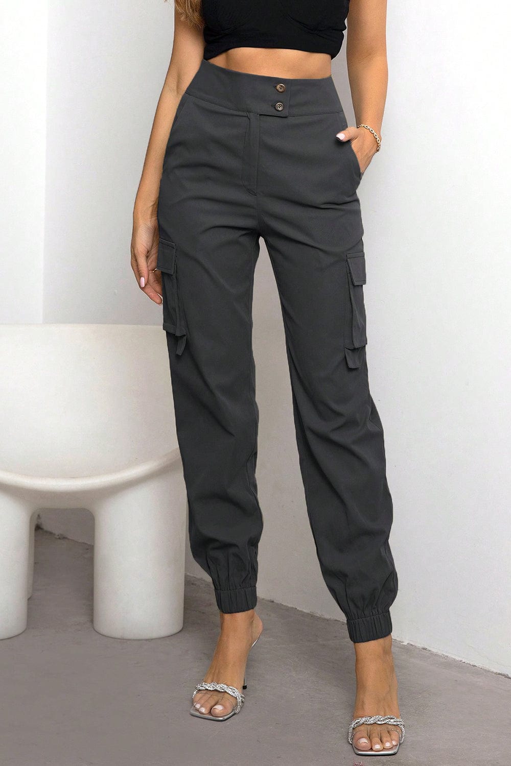 Trendsi Charcoal / XS High Waist Cargo Pants High Waist Cargo Pants