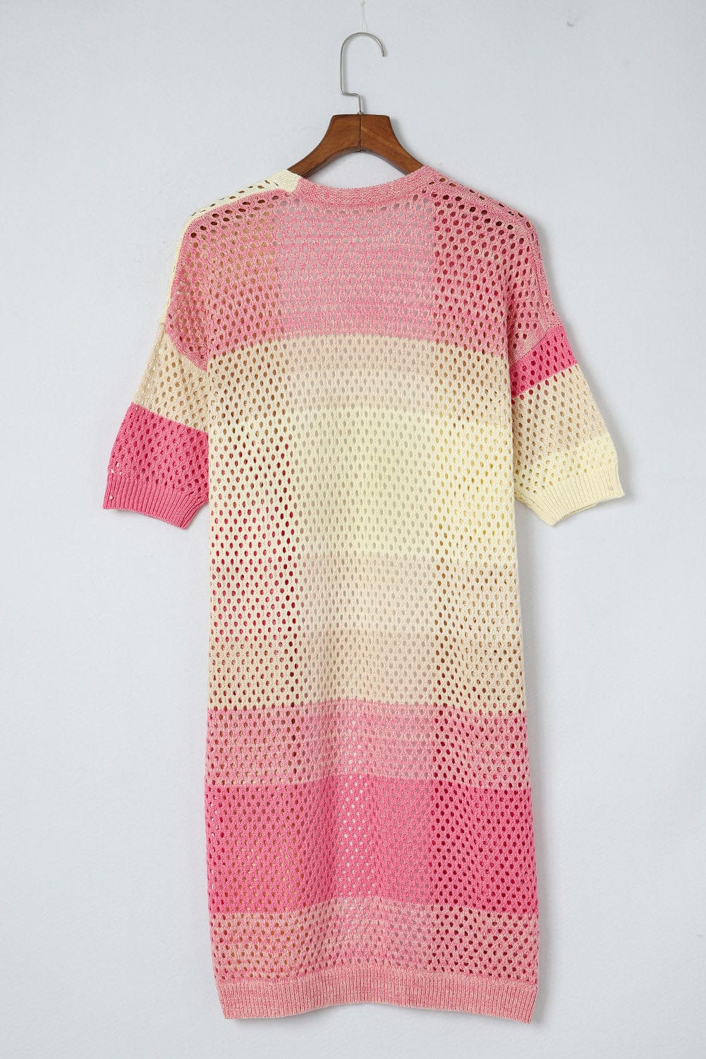 Trendsi Color Block Dropped Shoulder Half Sleeve Cover Up Color Block Dropped Shoulder Half Sleeve Cover Up