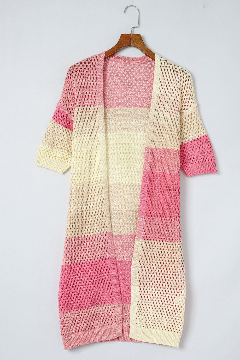 Trendsi Color Block Dropped Shoulder Half Sleeve Cover Up Color Block Dropped Shoulder Half Sleeve Cover Up