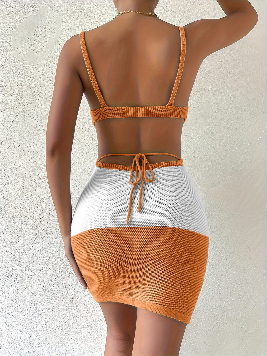 Trendsi Color Block Scoop Neck Cover Up Dress Color Block Scoop Neck Cover Up Dress