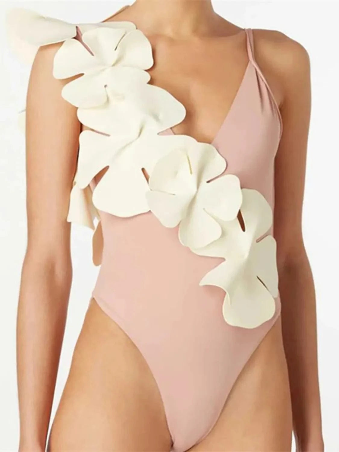 Trendsi Contrast Flower Spaghetti Strap One-Piece Swimwear Contrast Flower Spaghetti Strap One-Piece Swimwear