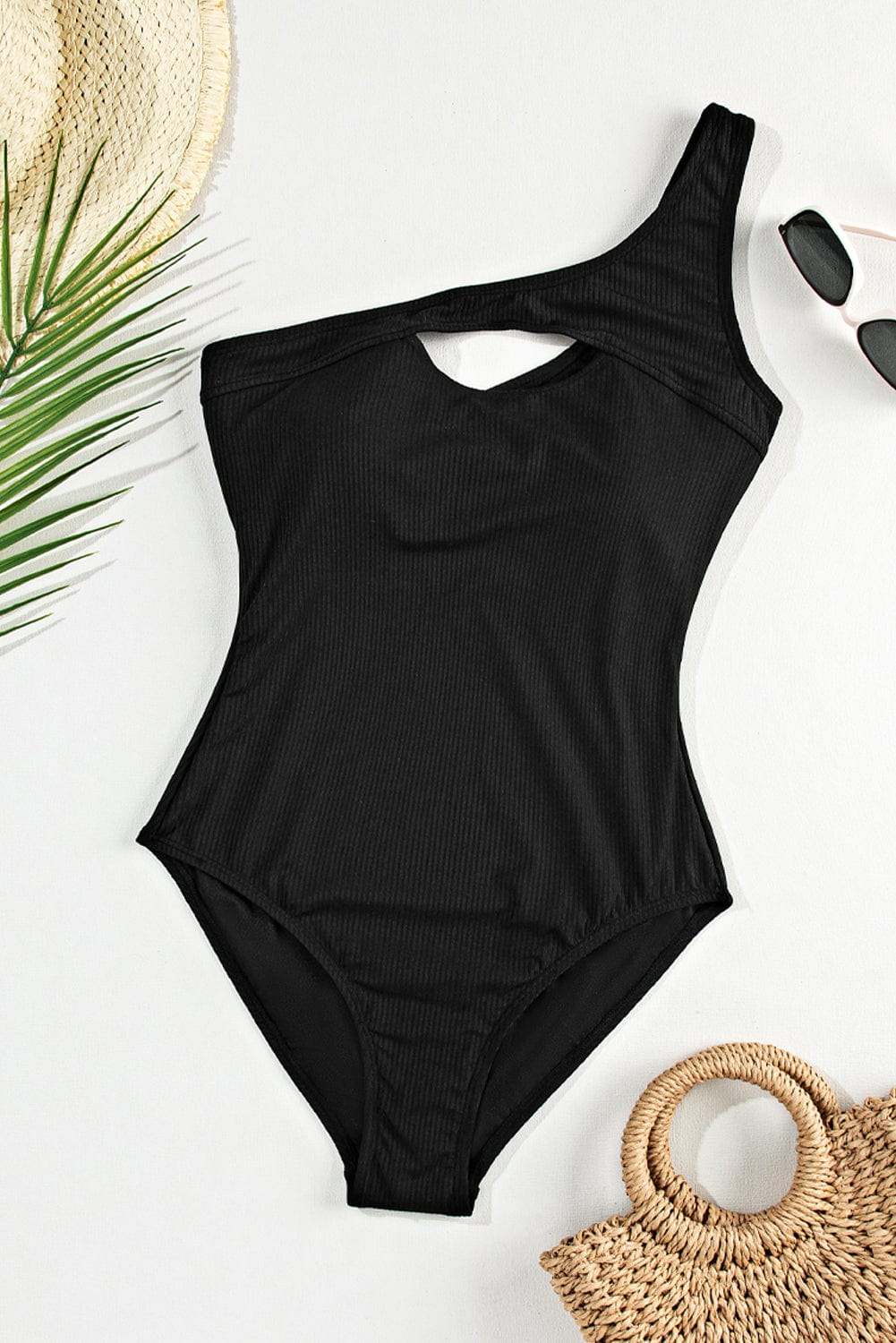 Trendsi Cutout One Shoulder Sleeveless One-Piece Swimwear Cutout One Shoulder Sleeveless One-Piece Swimwear
